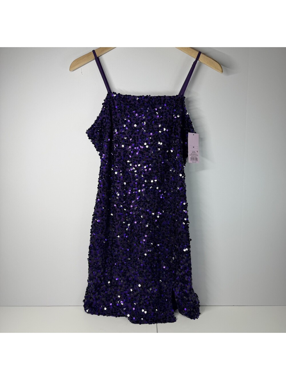 Wild Fable Sz M Sequin Purple Formal Cocktail Mini Dress Fitted Bodycon Slit NWT